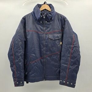 Betty Rides Jacket Womens Medium Blue Denim Snowboarding No Hood Quilt Lined